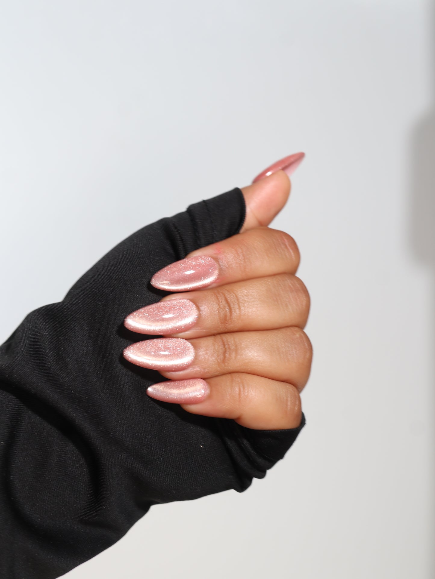 Blush-Glass Cat eye Handmade Pop On Acrylic Press On Nails