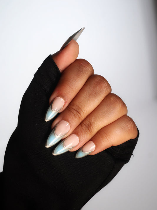 Blue Frenchie- Press-on Nails