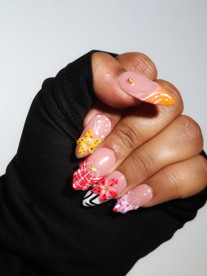 Petal 🌺-Handmade Pop On Acrylic Press On Nails