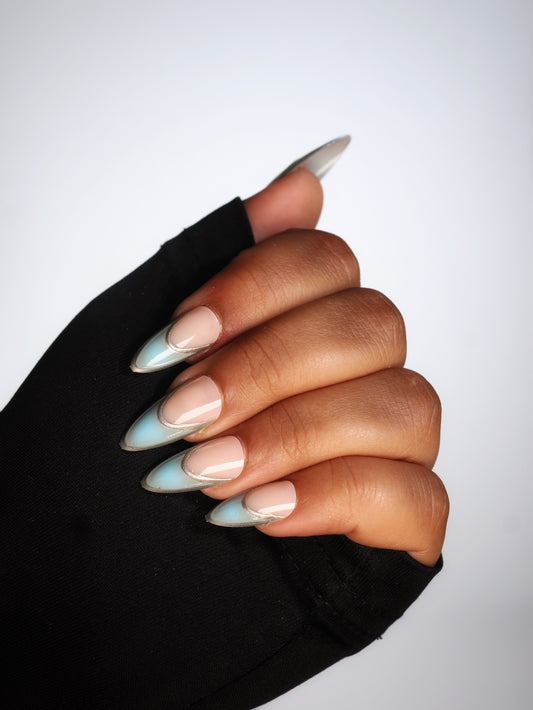 Blue Frenchie- Press-on Nails