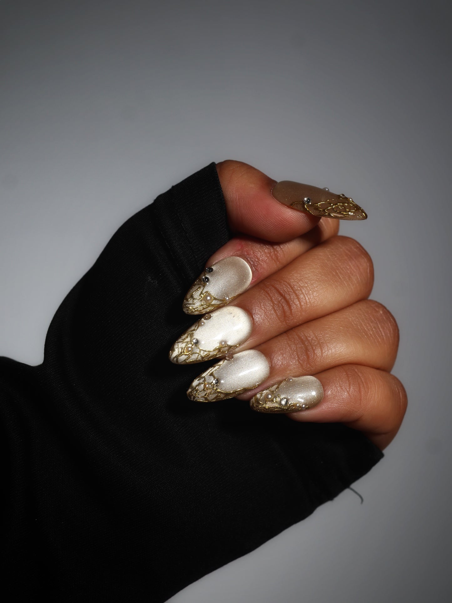 Minty-Glass Cat eye Handmade Pop On Acrylic Press On Nails