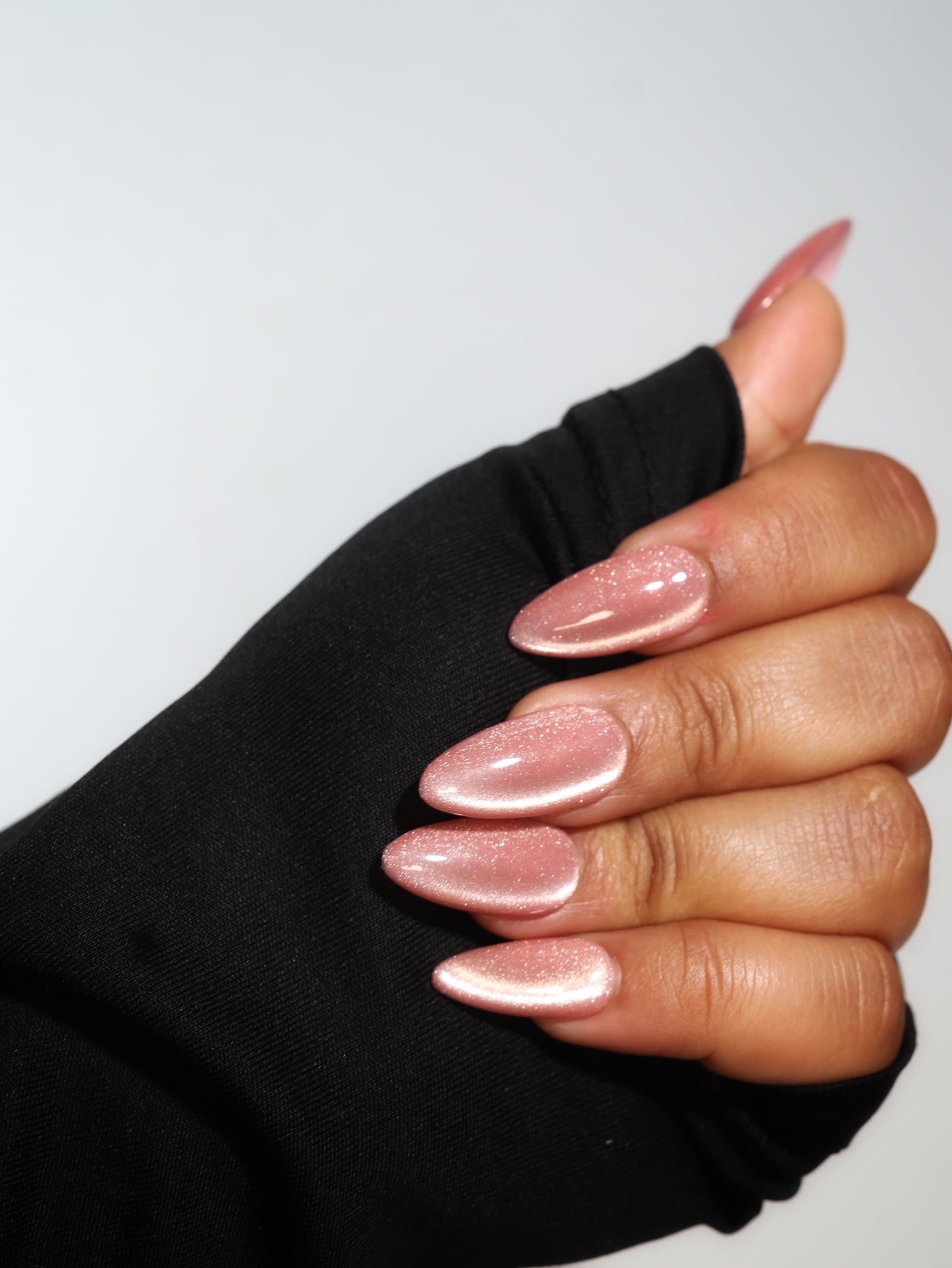 Blush-Glass Cat eye Handmade Pop On Acrylic Press On Nails