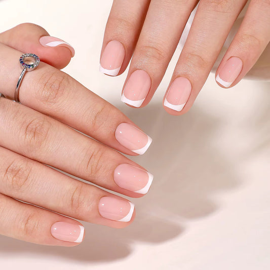 French Babe- Classic Square White Tip Press-on Nails