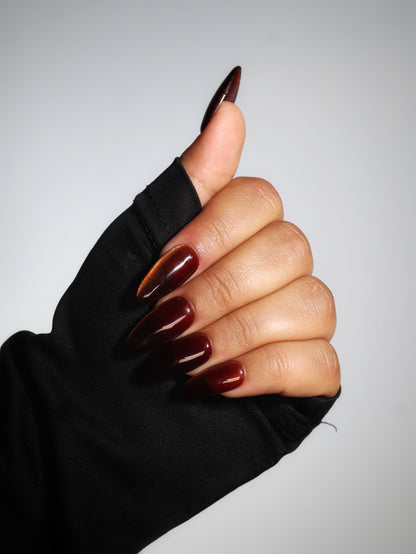 Toffe-Glass Cat eye Handmade Pop On Acrylic Press On Nails