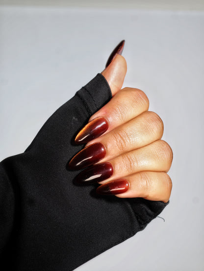 Toffe-Glass Cat eye Handmade Pop On Acrylic Press On Nails