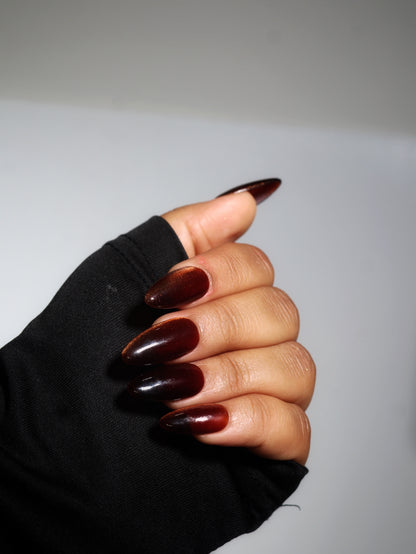 Toffe-Glass Cat eye Handmade Pop On Acrylic Press On Nails