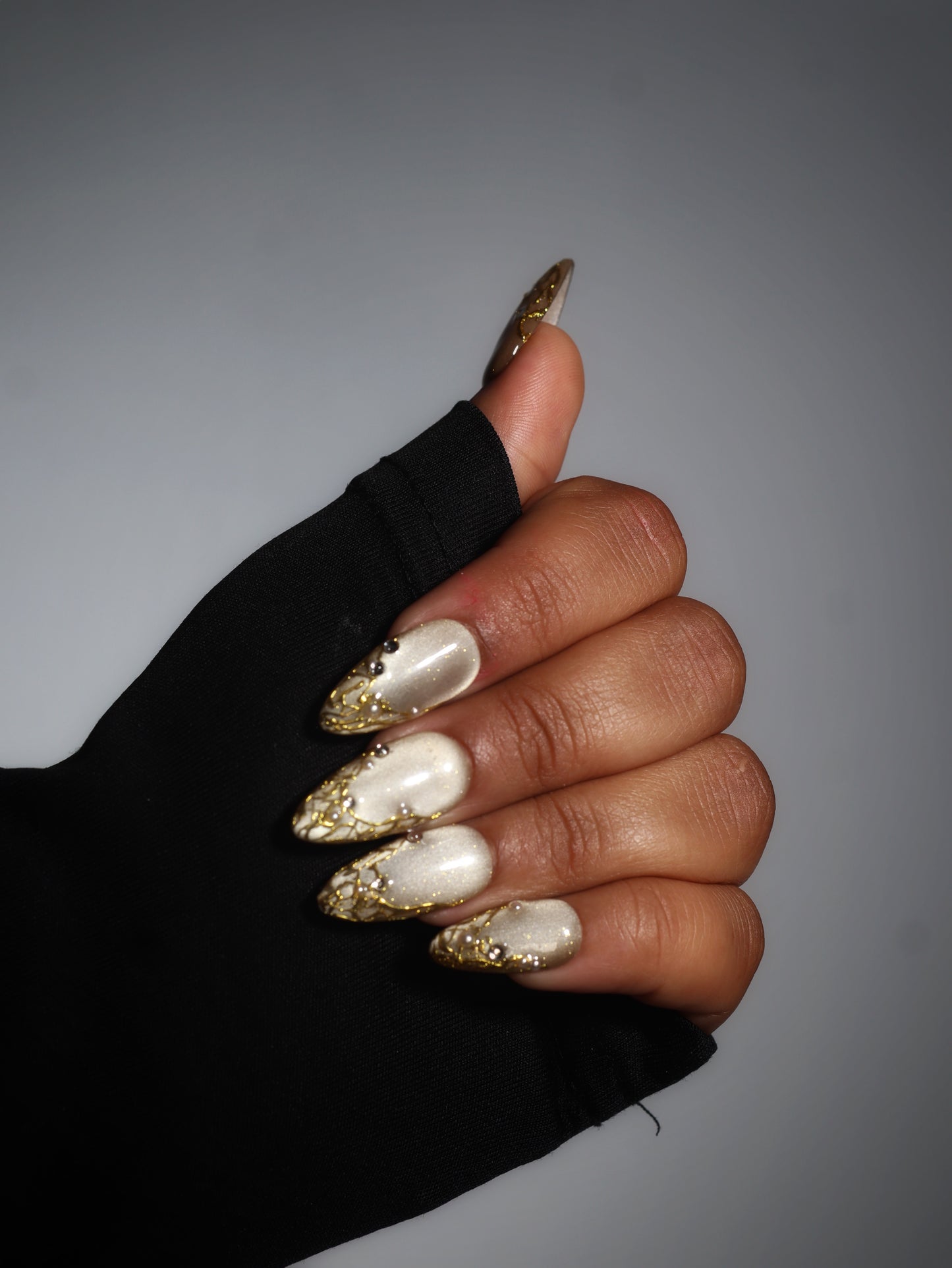 Minty-Glass Cat eye Handmade Pop On Acrylic Press On Nails