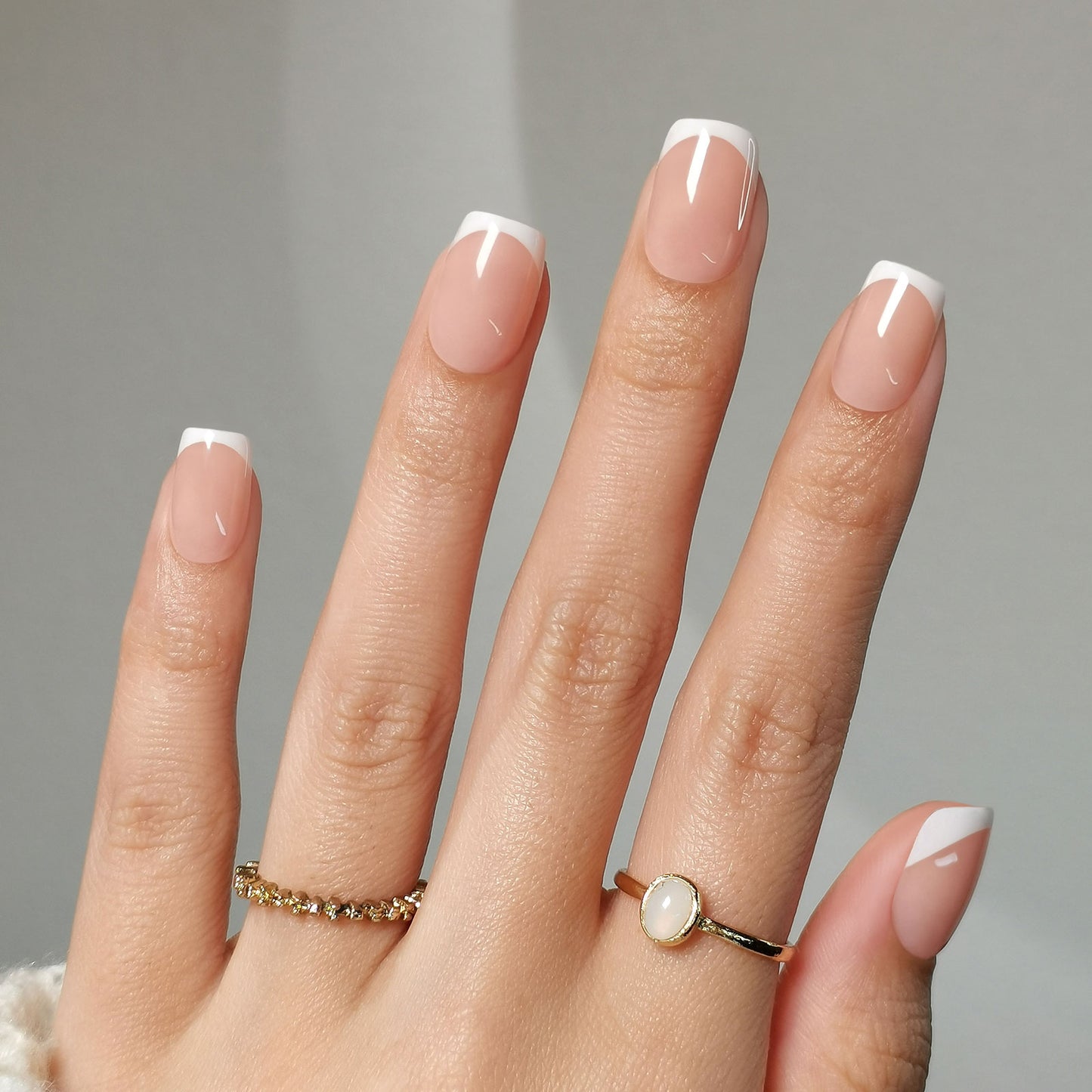 French Babe- Classic Square White Tip Press-on Nails