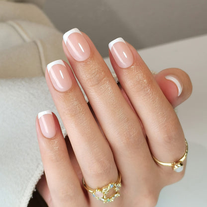 French Babe- Classic Square White Tip Press-on Nails